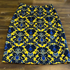 Brixon Ivy Jacquard Printed Skirt Stitch Fix Blue Yellow Pencil Lined M